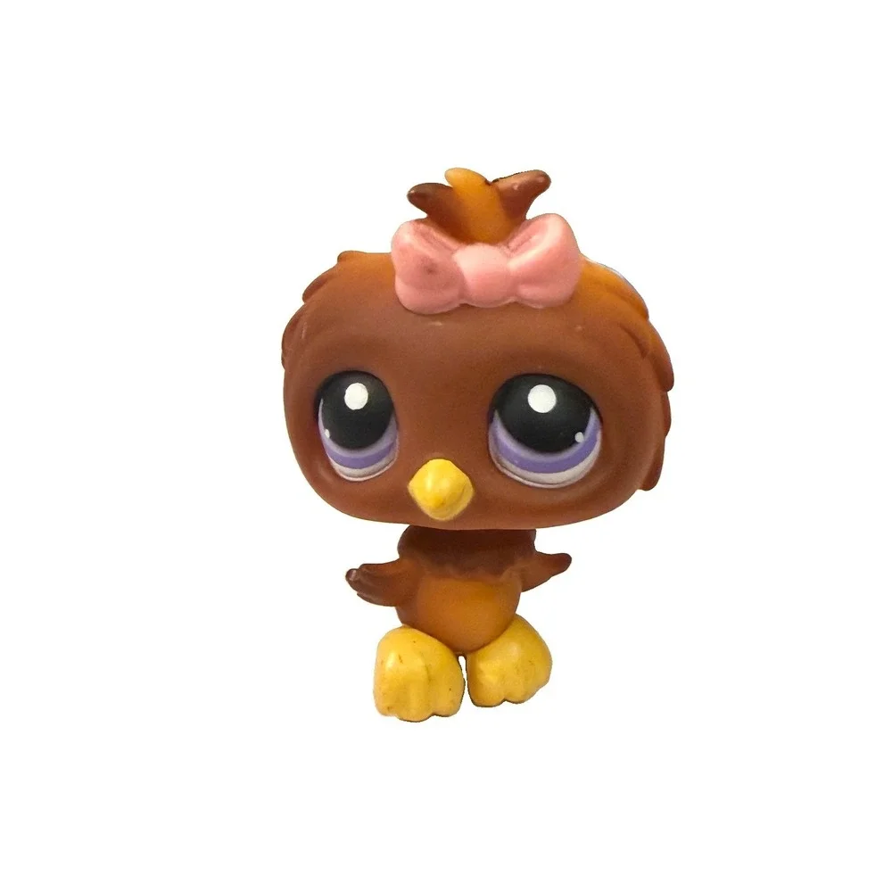 Littlest Pet Shop LPS #354 Brown Owl Pink Bow 2007 Gen 2 w/ Accessories